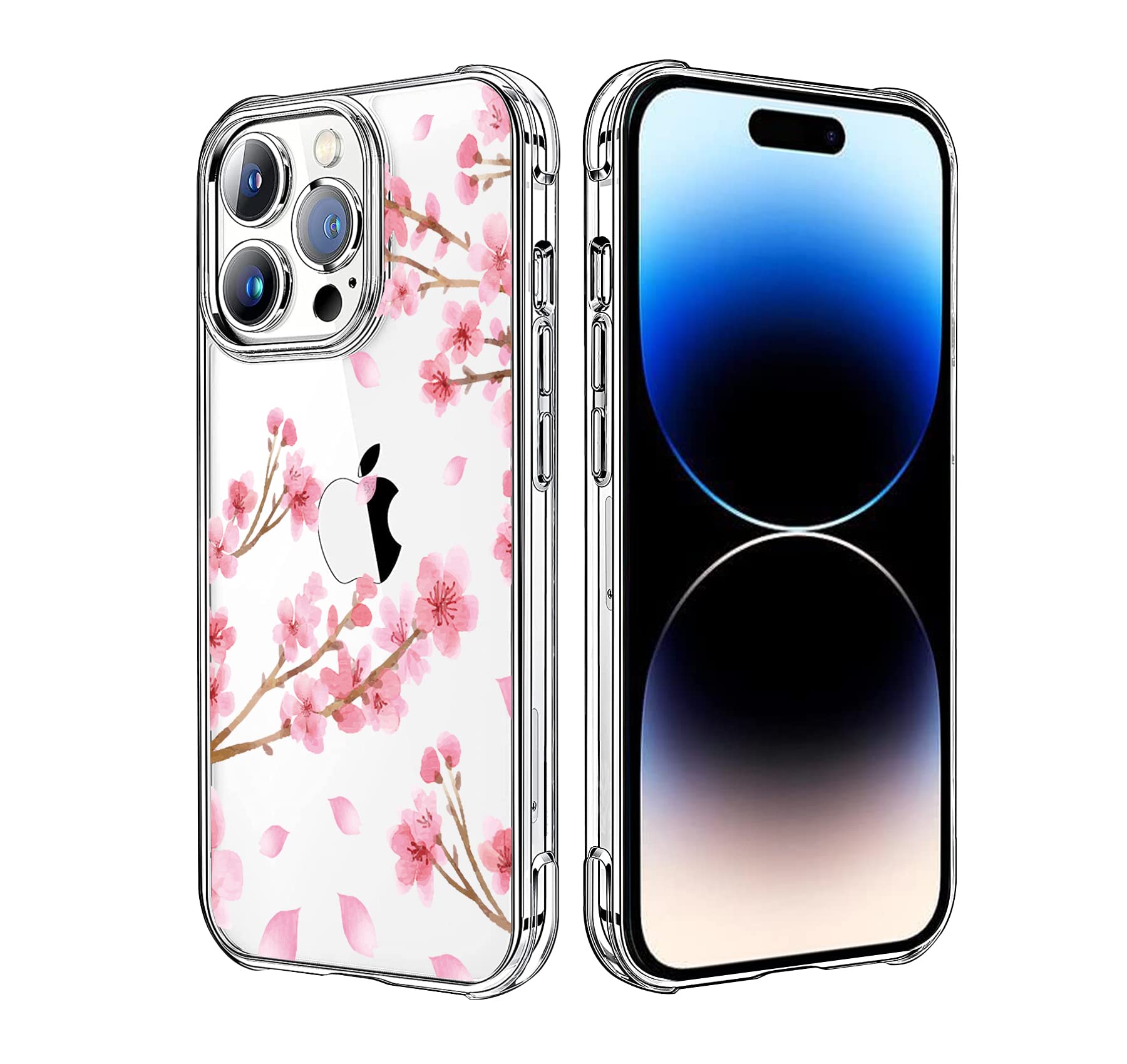HEYORUN Cherry Blossom Case Fit for iPhone 14 Pro, Cute Floral